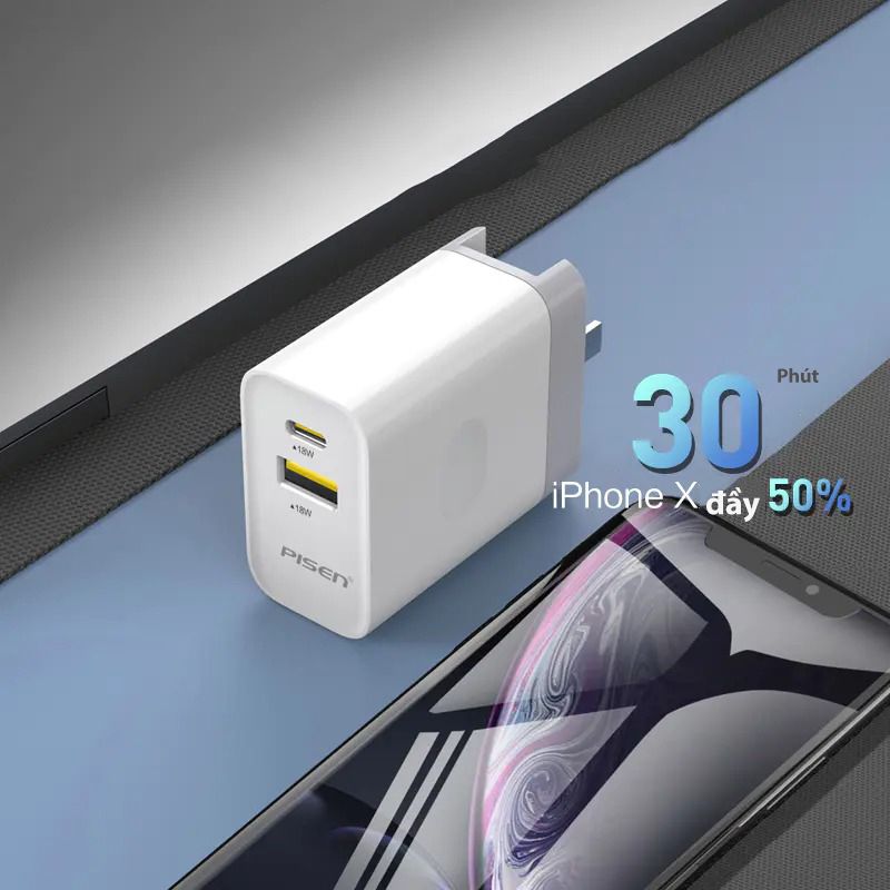 Sạc PISEN Quick Dual Port QP 18W