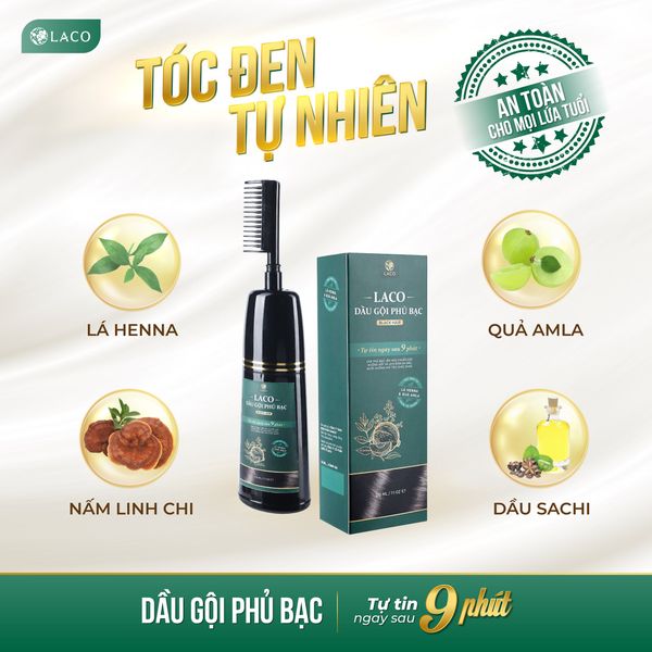 Dầu Gội Phủ Bạc Laco Black Hair Tóc Đen Tự Tin Sau 9 Phút – Laco Luxury Dầu Gội Phủ Bạc Laco Black Hair Tóc Đen Tự Tin Sau 9 Phút – Laco Luxury