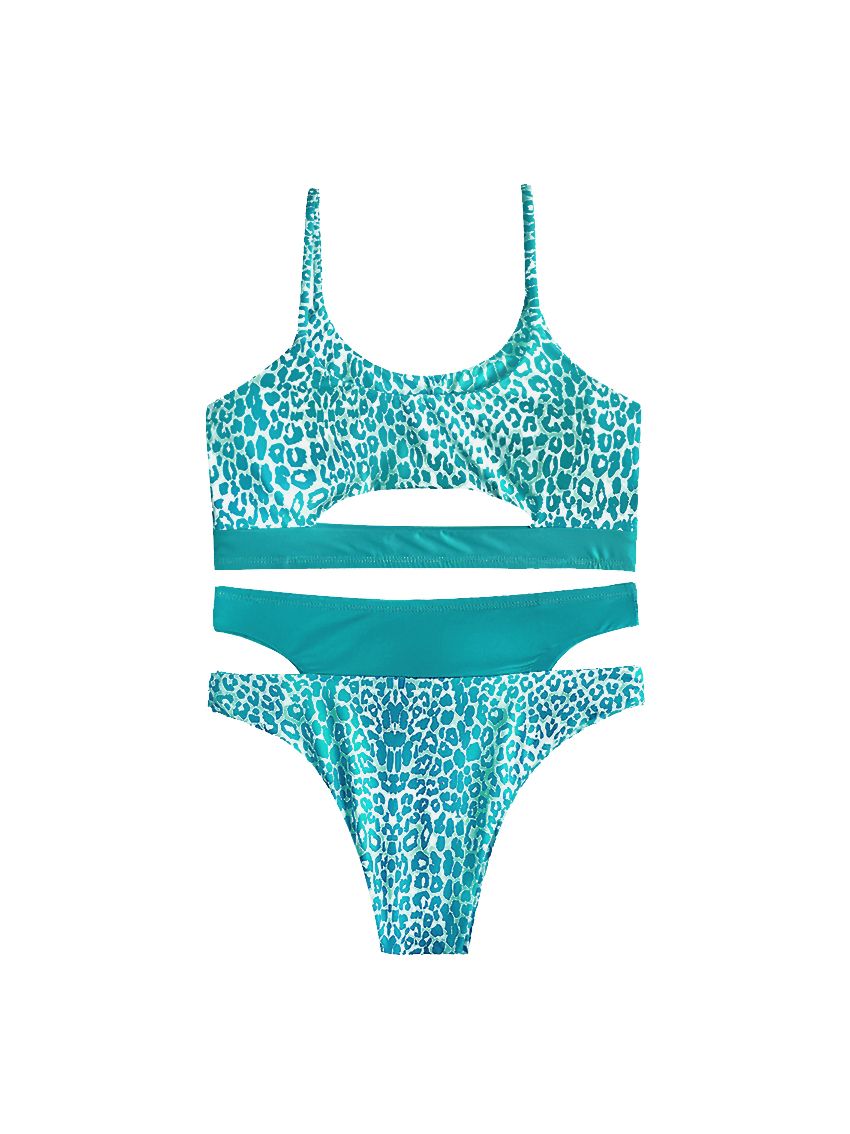 Set Bikini Turquoise Cheetah Inside Out