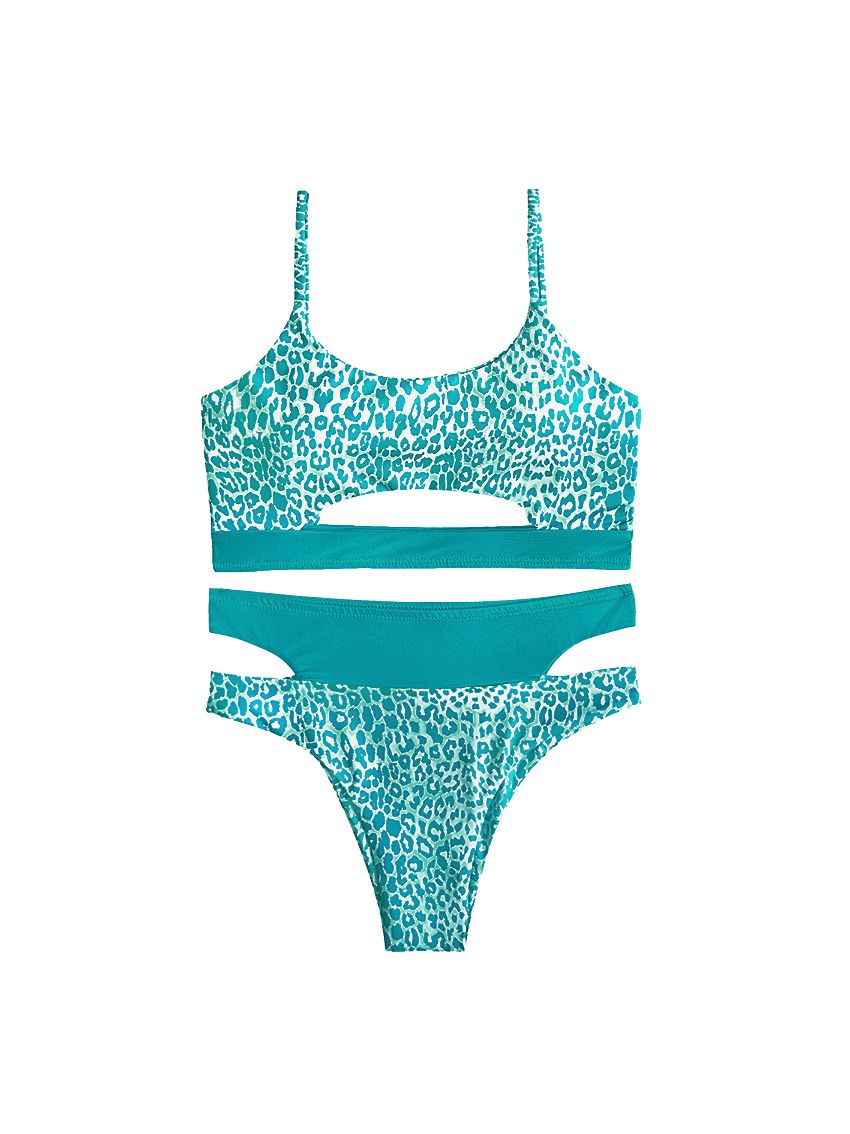 Set Bikini Turquoise Cheetah Inside Out