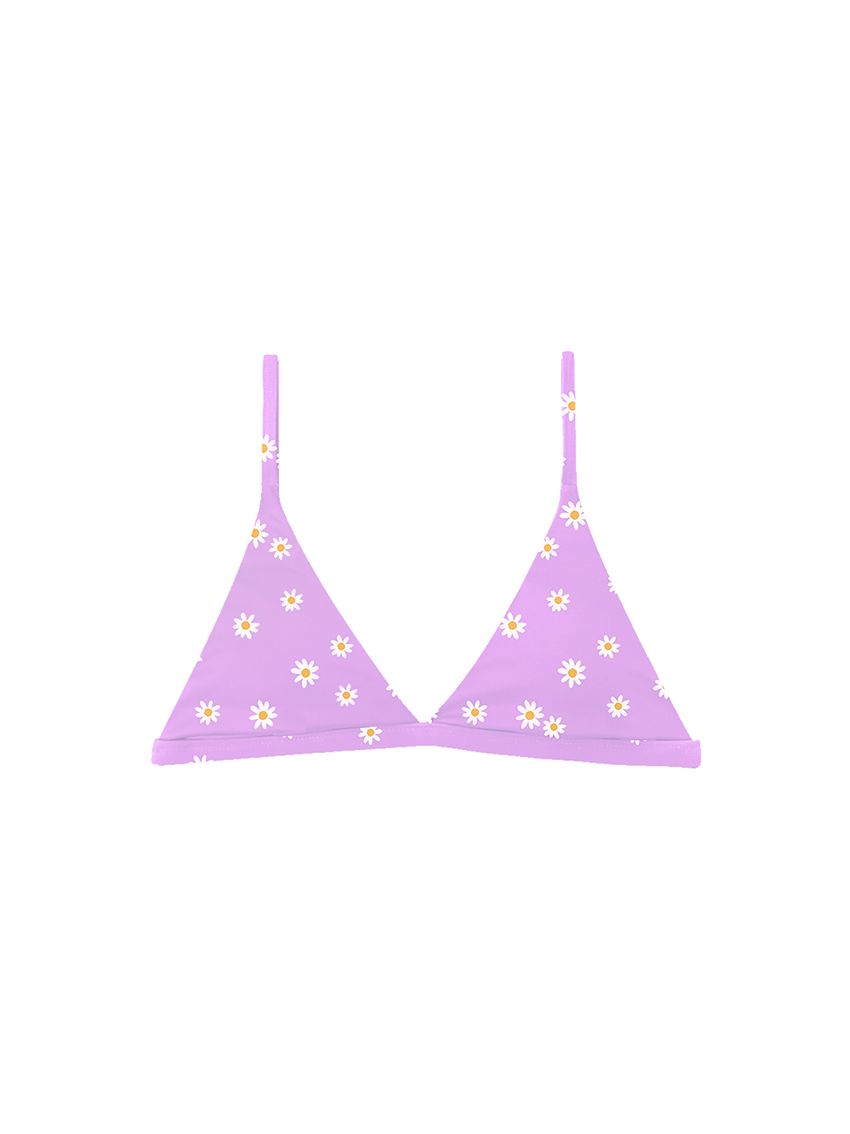 Áo bơi hoa cúc tím dáng tam giác có khóa gài - Violet Daisy Ocean Top