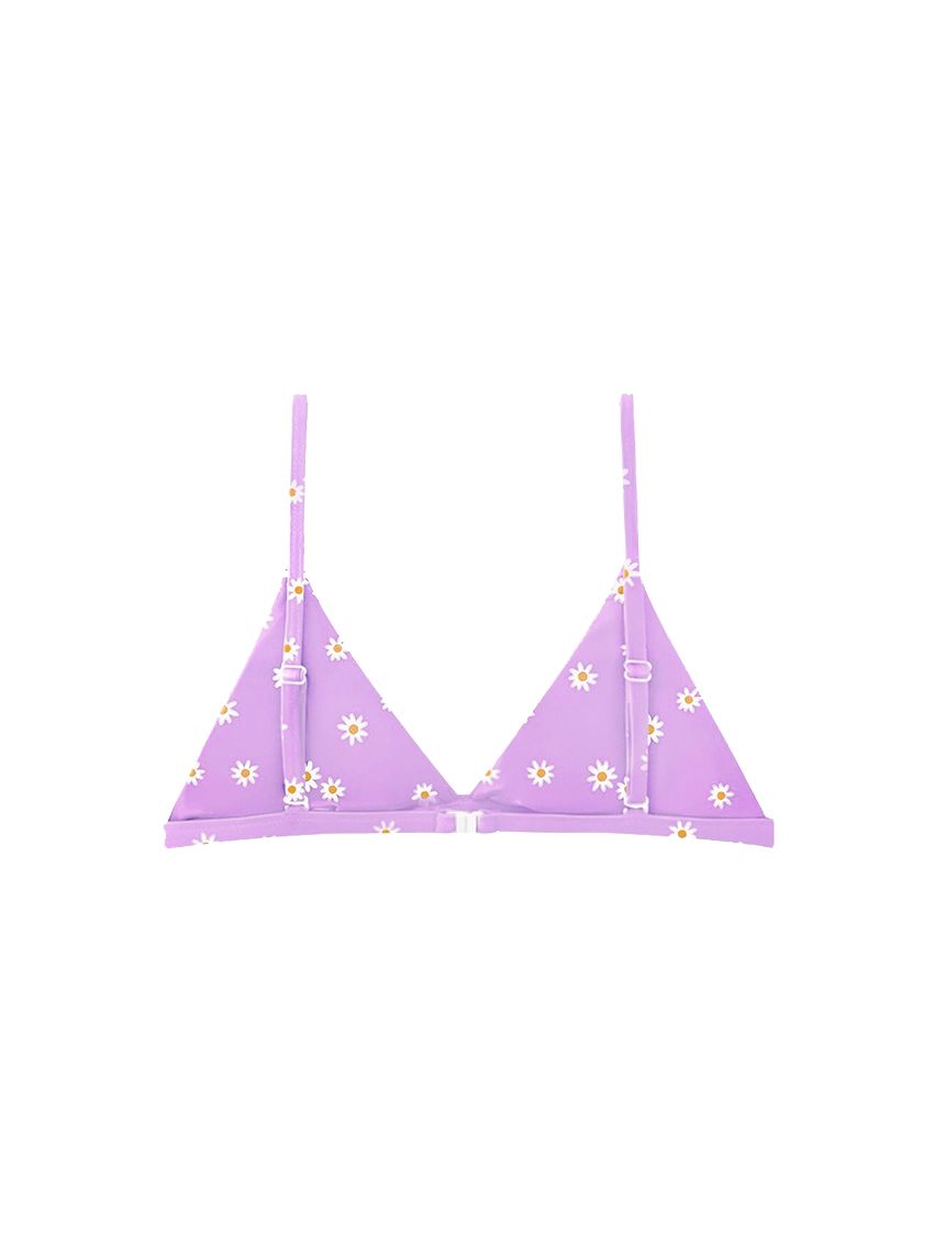 Áo bơi hoa cúc tím dáng tam giác có khóa gài - Violet Daisy Ocean Top