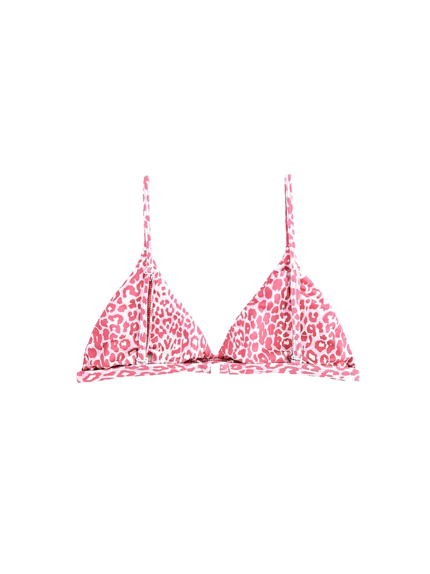 Áo bơi da báo hồng dáng tam giác có khóa gài - Pink Cheetah Ocean Top 2