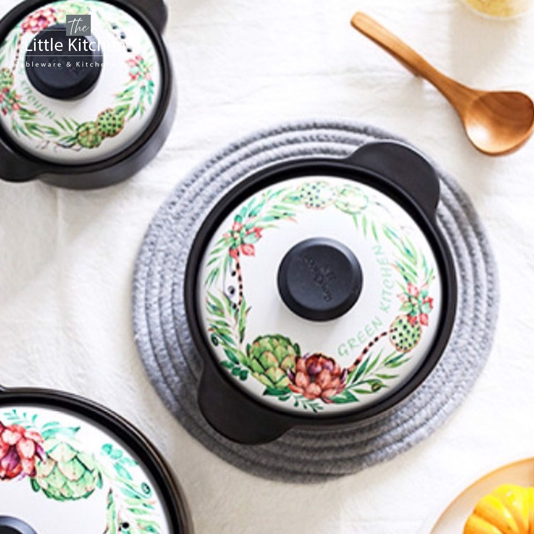 Nồi sứ nắp hoa, thiết kế đẹp mắt, màu sắc hài hoà, dùng cho bếp điên, bếp ga.