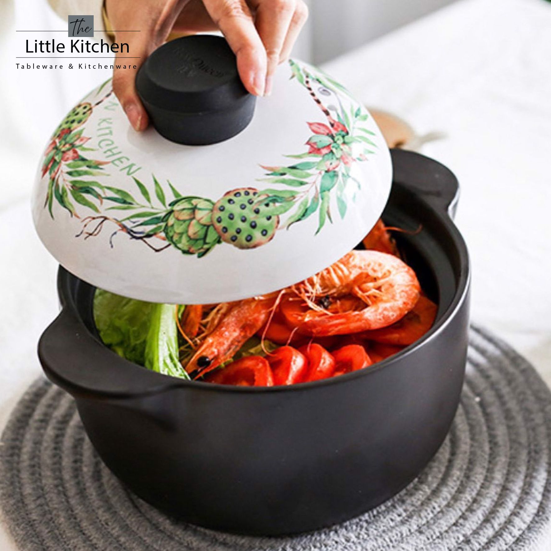 Nồi sứ nắp hoa, thiết kế đẹp mắt, màu sắc hài hoà, dùng cho bếp điên, bếp ga.