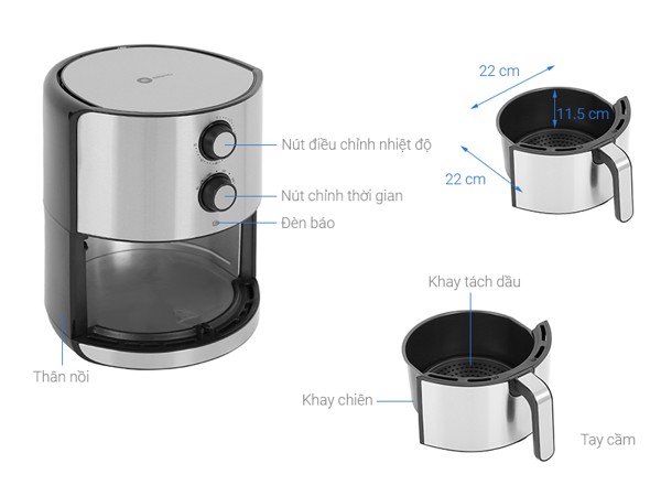 Nồi chiên 5L Mishio MK199