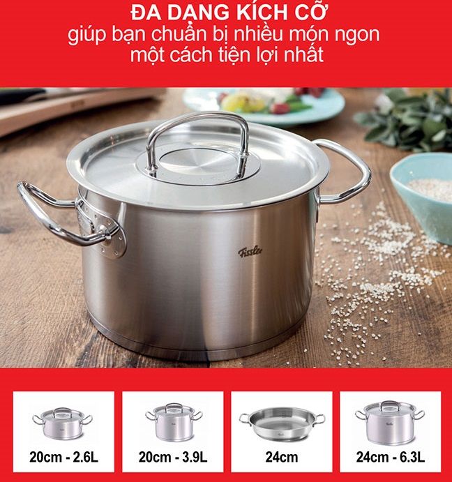 Bộ nồi Đức inox cao cấp Fissler Original Pro 4 món (nắp inox)-bán chạy, nấu ngon, an toàn cho sức khỏe, thân thiện với môi trường.