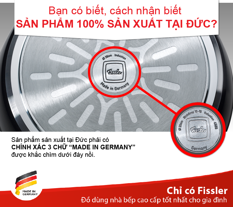 Bộ nồi Đức inox cao cấp Fissler Bonn 5 món, tích hợp tất cả những phát minh đột phá của Fissler.