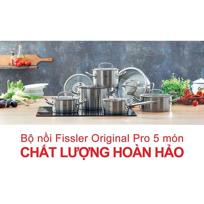Bộ nồi Đức inox cao cấp Fissler Original Pro 5 món (nắp inox), bán chạy nhất,nấu ngon nhất,an toàn cho sức khỏe,thân thiện với môi trường.