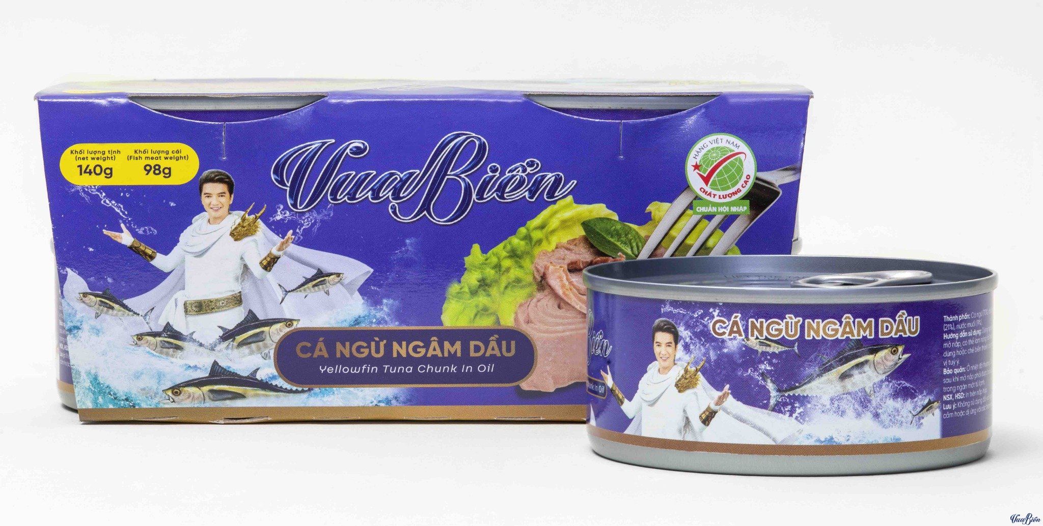 Đồ hộp Vua Biển - Cá ngừ ngâm dầu - Lốc 4 hộp 140g