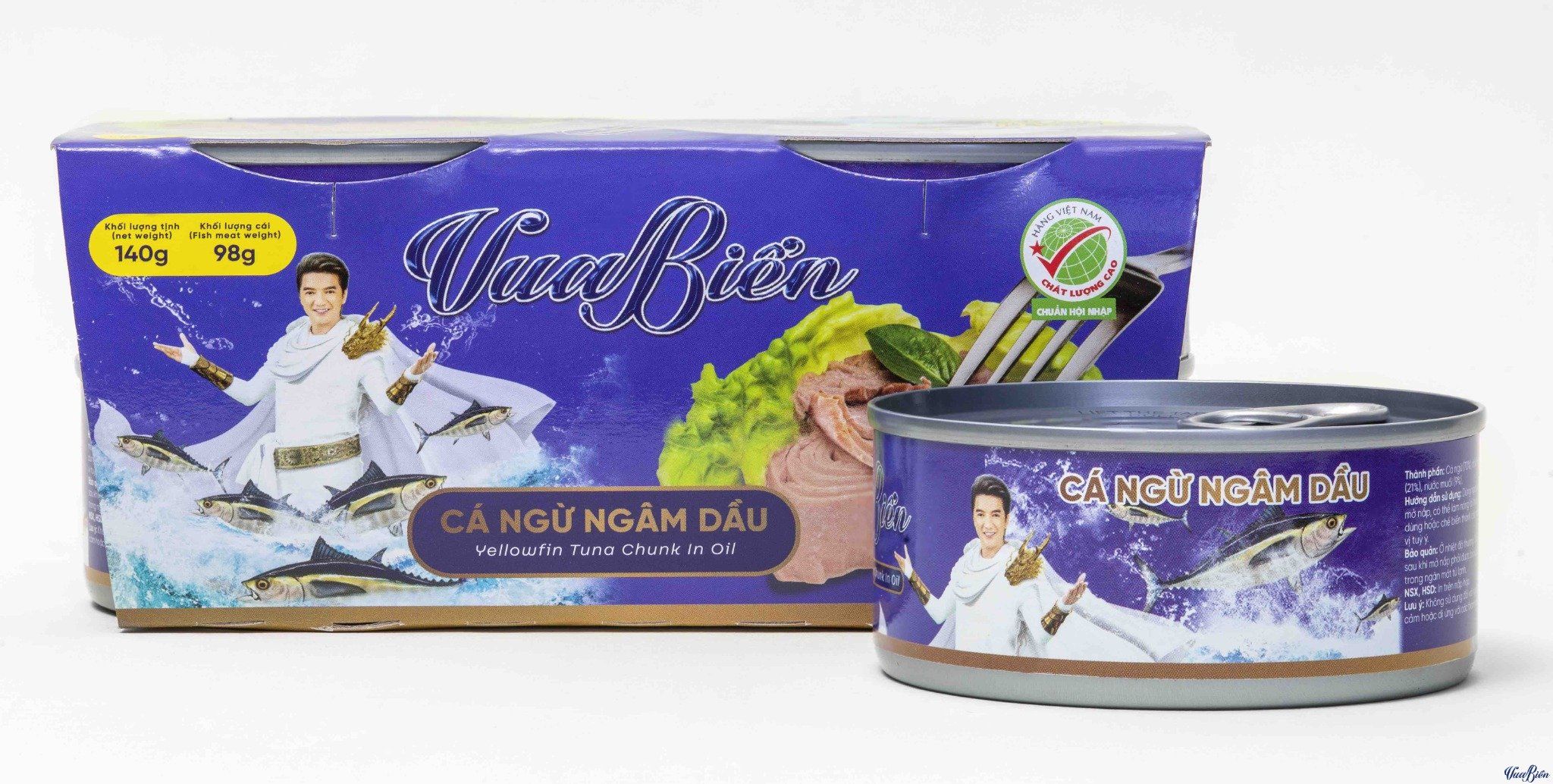  Đồ hộp Vua Biển - Cá ngừ ngâm dầu - Lốc 4 hộp 140g 