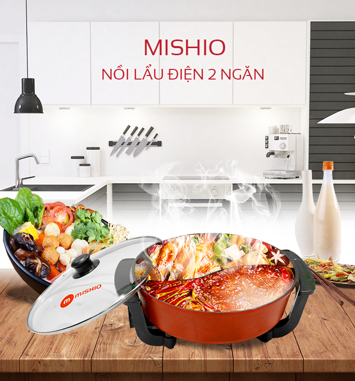 Nồi lẩu điện 2 ngăn Mishio MK112