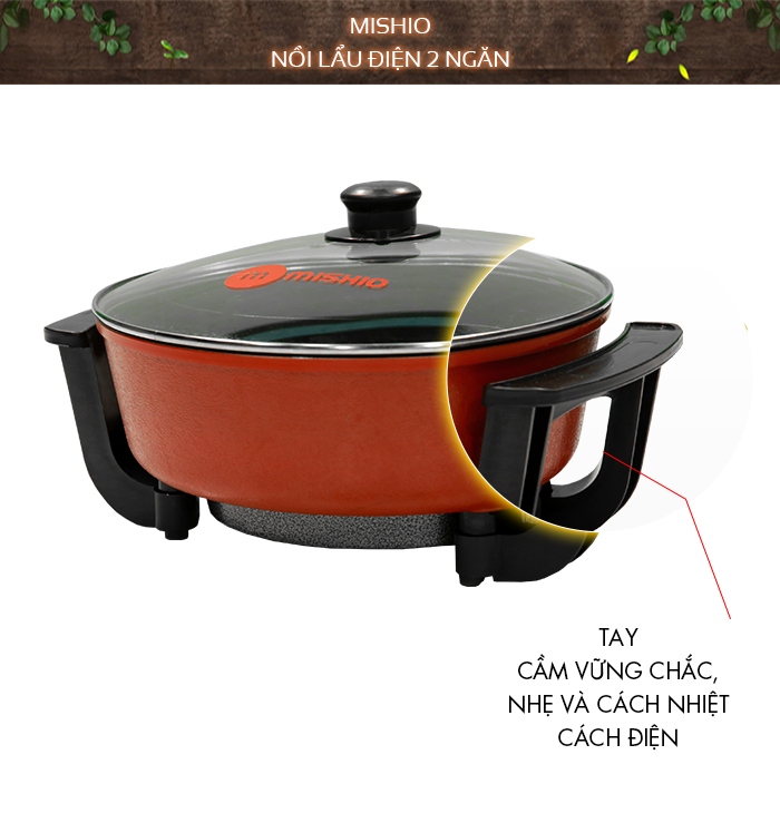 Nồi lẩu điện 2 ngăn Mishio MK112