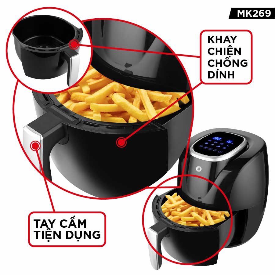 Nồi Chiên Không Dầu điện tử 5.0L Mishio MK269