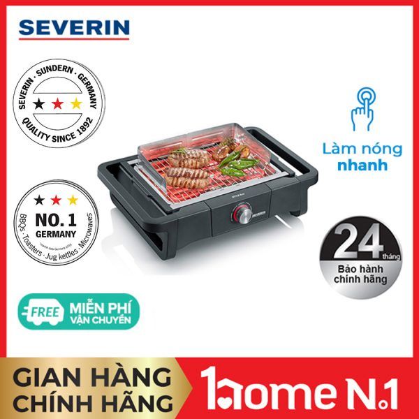 Vỉ nướng điện Đức Severin PG 8123 / 8124. Công suất 2500W. Nướng siêu nhanh, giảm khói, có cả chân đứng cho bếp.