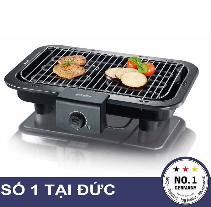  Vỉ nướng điện Đức Severin PG8546. Công suất 2500W. Giảm thiểu khói, mỡ chảy và thức ăn không bị khô. 