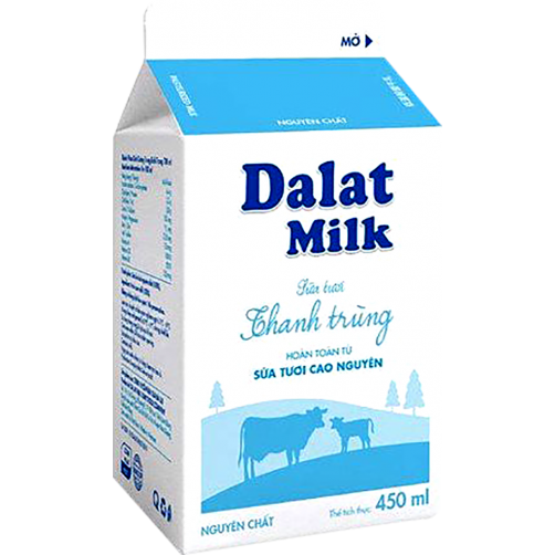  Sữa tươi thanh trùng DaLat milk 450ml không đường 