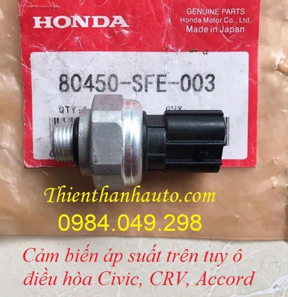 Cảm biến áp suất gas trên tuy ô điều hòa Honda Civic, CRV, Accord -80450SFE003 - SP của Honda Nhật