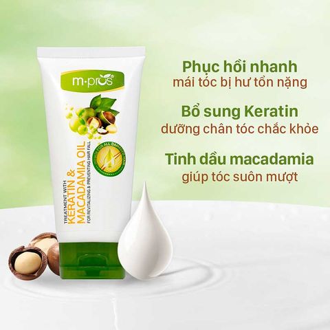  Kem Hấp Hồi Sinh Keratin & Macadamia Oil Ngừa Rụng Tóc 