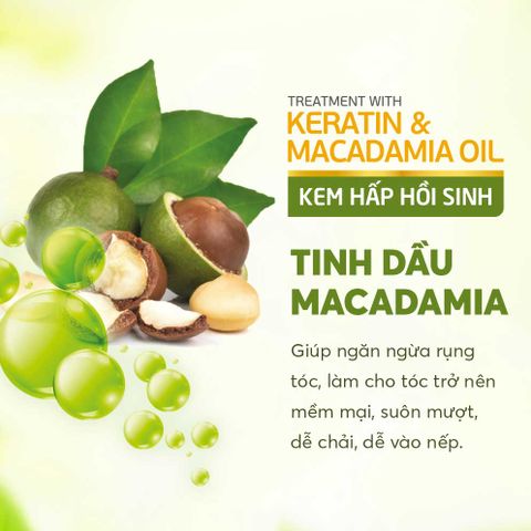  Kem Hấp Hồi Sinh Keratin & Macadamia Oil Ngừa Rụng Tóc 