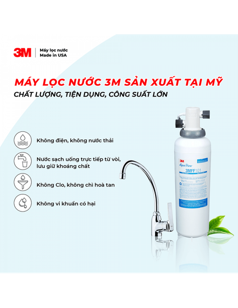 MÁY LỌC NƯỚC LẮP DƯỚI BỒN RỬA 3MFF100 + VÒI 3M - 3M FF10