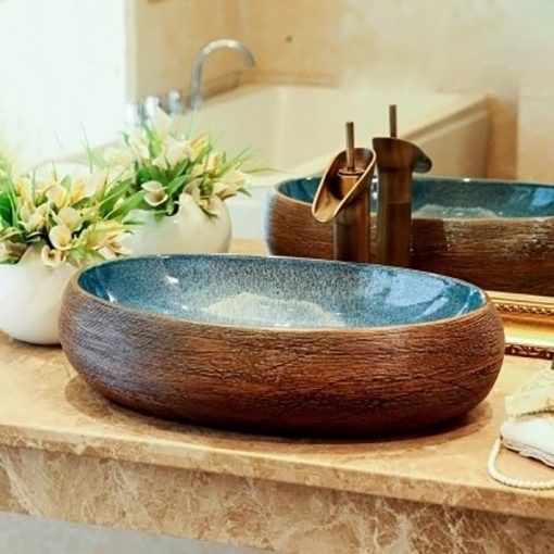 Lavabo gốm mỹ thuật LS39