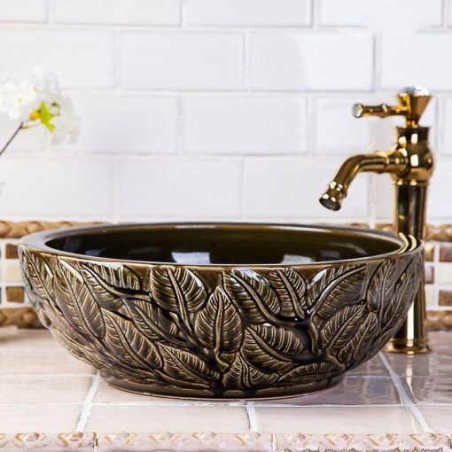 Lavabo gốm mỹ thuật LS11