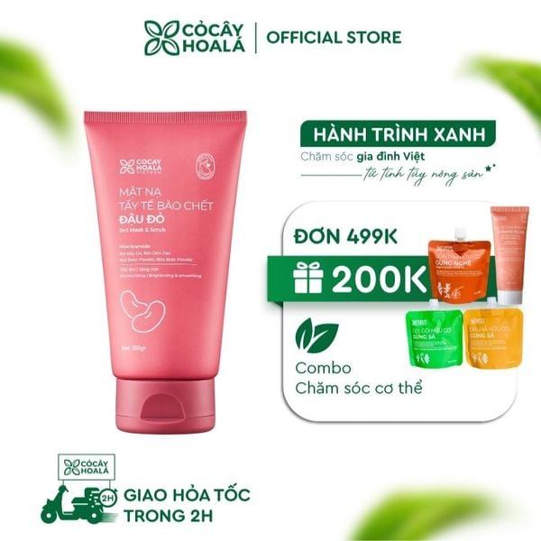 Mặt nạ tẩy tế bào chết Đậu đỏ Cỏ Cây Hoa Lá 150g cấp ẩm, dưỡng da sáng mịn, khỏe mạnh