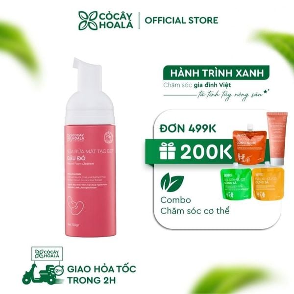Sữa rửa mặt tạo bọt Đậu đỏ Cỏ Cây Hoa Lá 150g Sạch dịu nhẹ, mềm mại da, giúp ngừa mụn