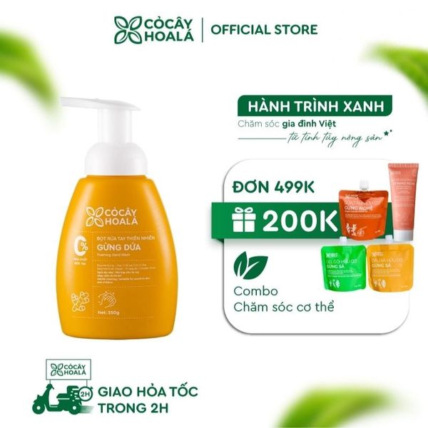 Bọt rửa tay thiên nhiên Cỏ Cây Hoa Lá Gừng Dứa dịu nhẹ, dành cho da tay nhạy cảm, dễ kích ứng 250g