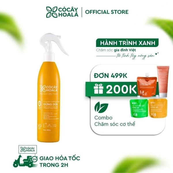 Xịt lau bàn ăn, tủ lạnh Cỏ Cây Hoa Lá Gừng Dứa kháng khuẩn tự nhiên, không bám mùi trên bề mặt tiếp xúc 300g