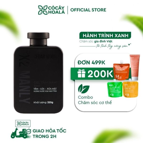 Gel Tắm Nam Cỏ Cây Hoa Lá X2 Manly 3in1 320g Hương Nước Hoa Nam Tính