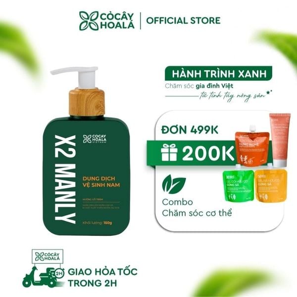 Dung Dịch Vệ Sinh Nam Cỏ Cây Hoa Lá X2 Manly 150g Làm Sạch Vùng Kín Nhẹ Nhàng