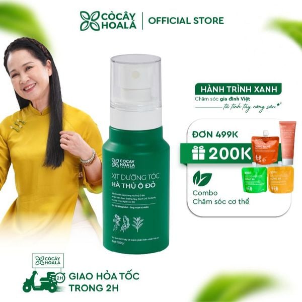 Xịt dưỡng tóc Hà thủ ô đỏ Cỏ Cây Hoa Lá 100g ngăn tóc gãy rụng - kích mọc tóc