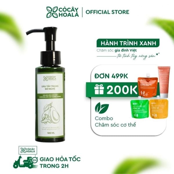 Dầu tẩy trang bơ nghệ Cỏ Cây Hoa Lá 100ml làm sạch sâu lớp trang điểm, bụi bẩn