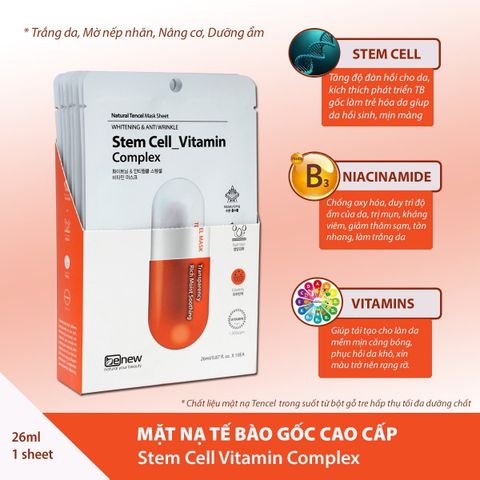 Đắp mặt nạ cao cấp BENEW - Stem Cell  Vitamin Complex 26ml ( Hộp 10 miếng )