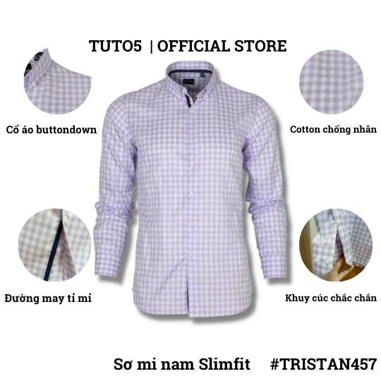  Áo sơ mi nam TRISTAN457 - sơ mi TUTO5 Menswear dài tay kẻ caro Slim fit chống nhăn 