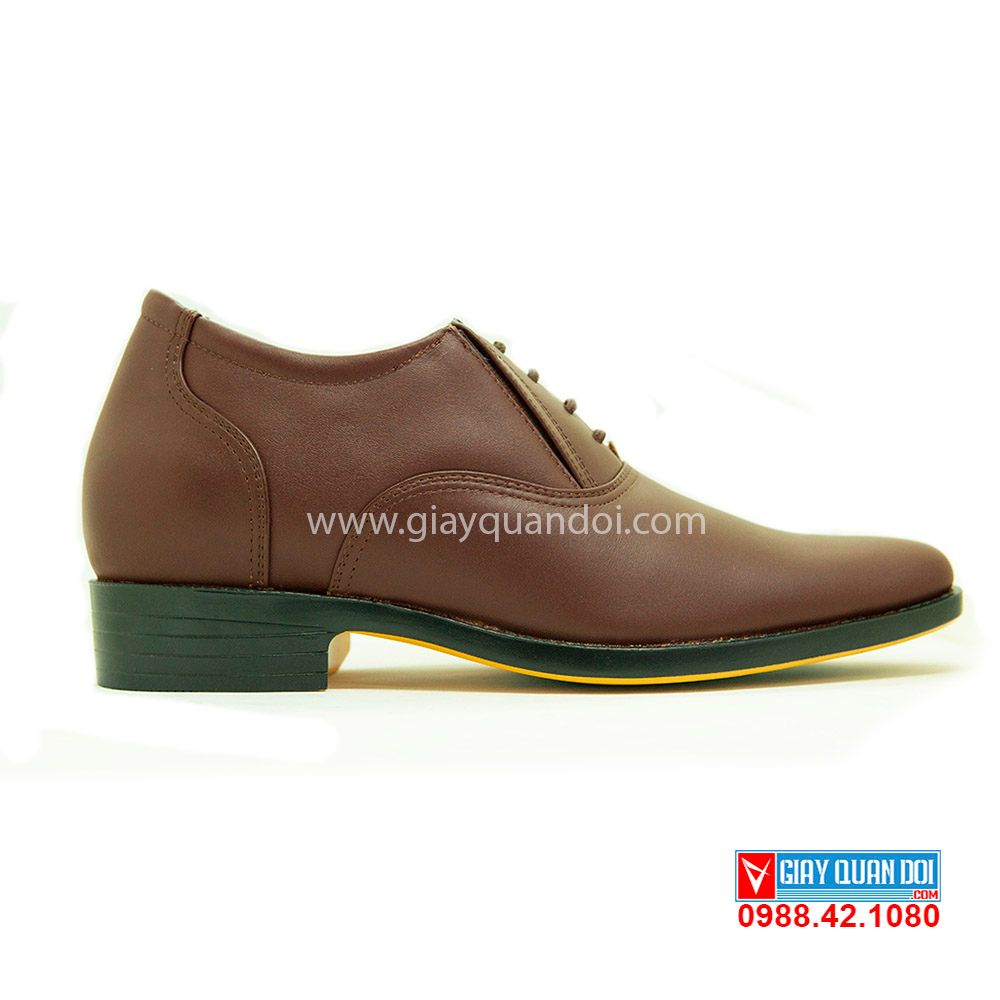 Giày Sĩ Quan Cấp Tướng Đế Vàng Tăng Chiều Cao Màu Nâu 060CT - Công Ty 32