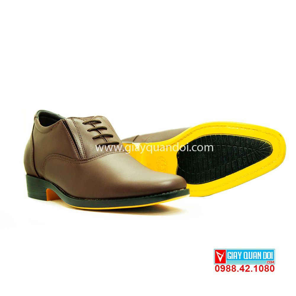 Giày Sĩ Quan Cấp Tướng Đế Vàng Tăng Chiều Cao Màu Nâu 060CT - Công Ty 32
