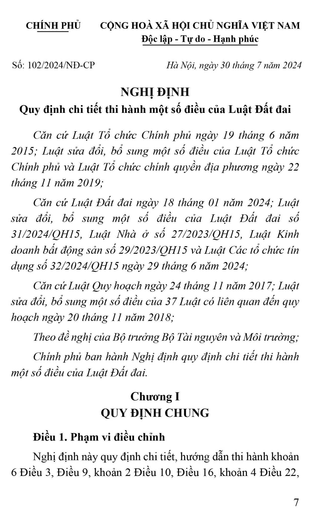 Tuyển tập Nghị định quy định chi tiết thi hành Luật Đất đai năm 2024 (Tập 1)