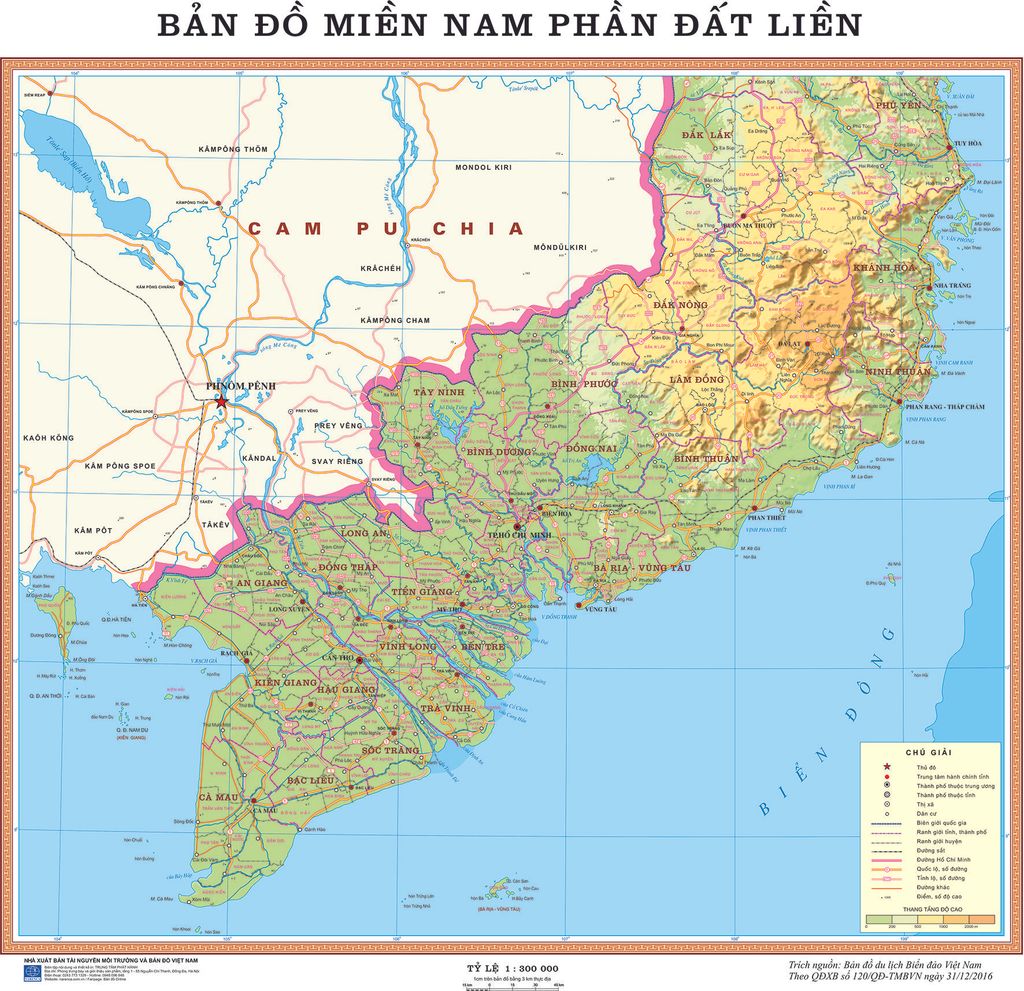 Bản đồ tự nhiên miền Nam