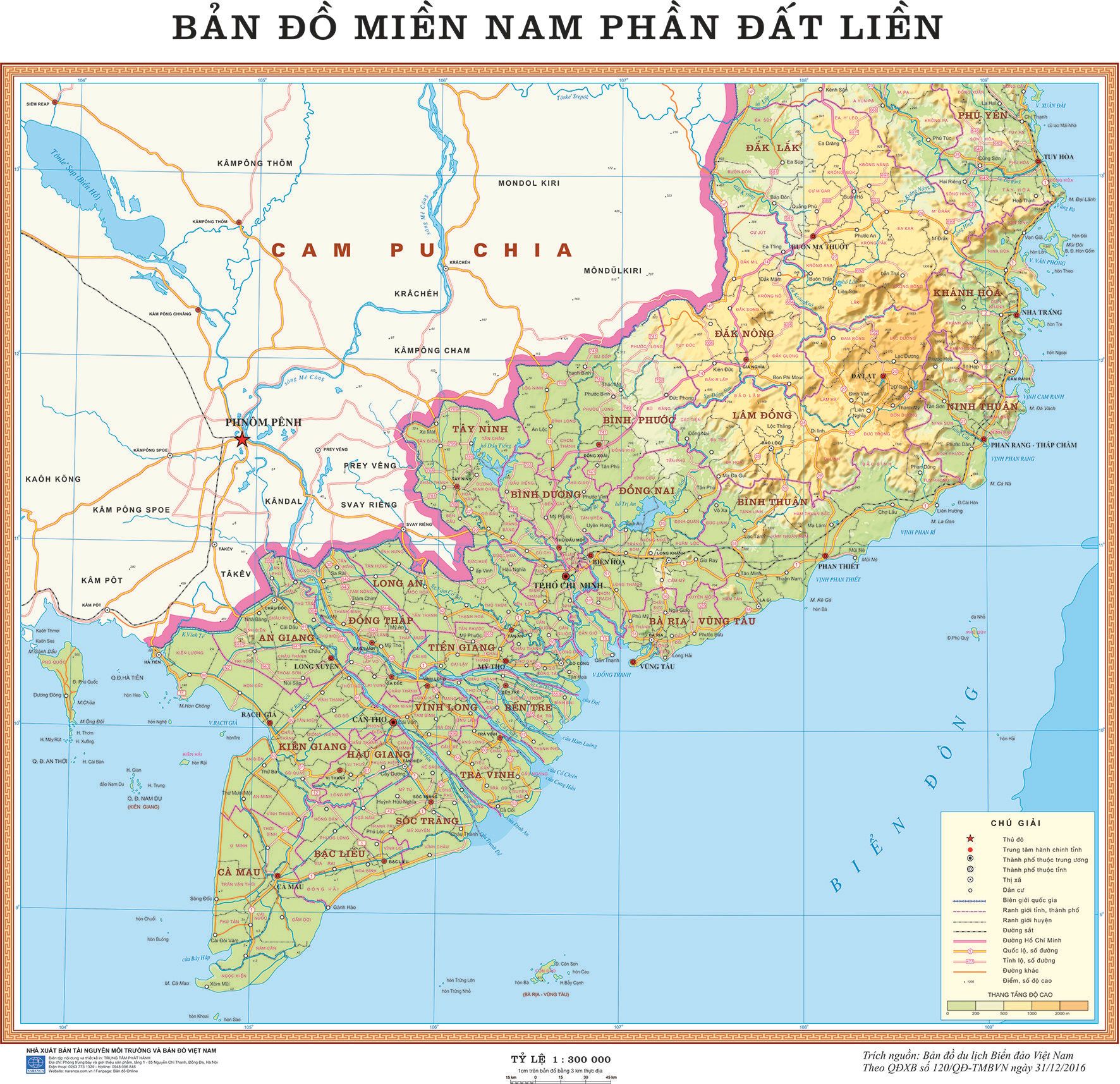 Bản đồ tự nhiên miền Nam