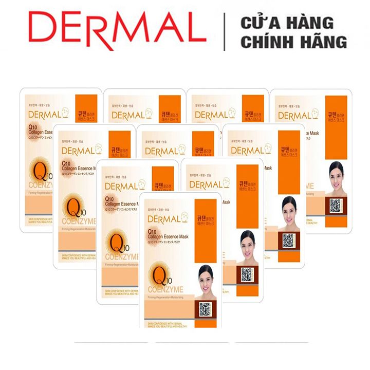  Mặt Nạ Dermal Tinh Chất Q10 Ngăn Ngừa Lão Hóa Da Q10 Collagen Essence Mask 23g - 10 Miếng 