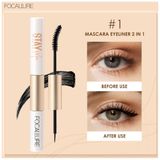  Mascara Kiêm Bút Kẻ Mắt / Chuốt Mi Dạng Sợi Focallure 2 Trong 1 Chống Thấm Nước Lâu Trôi 28g 