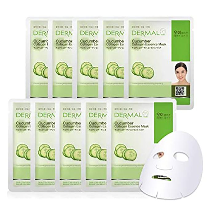  Mặt Nạ Dermal Tinh Chất Dưa Leo Dưỡng Ẩm Da Cucumber Collagen Essence Mask 23g - 10 Miếng 