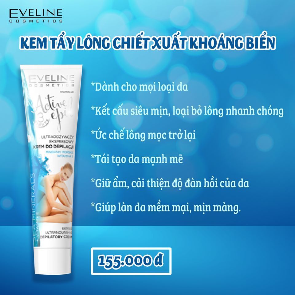  Kem tẩy lông Eveline chiết xuất khoáng chất biển dành cho mọi loại da Active Epil 125ml 