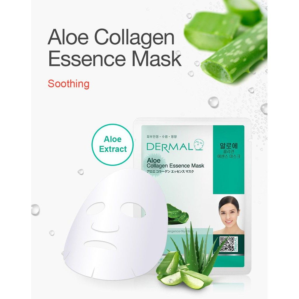  Mặt Nạ Dermal Tinh Chất Lô Hội Ngăn Ngừa Lão Hóa Da Aloe Collagen Essence Mask 23g - 10 Miếng 