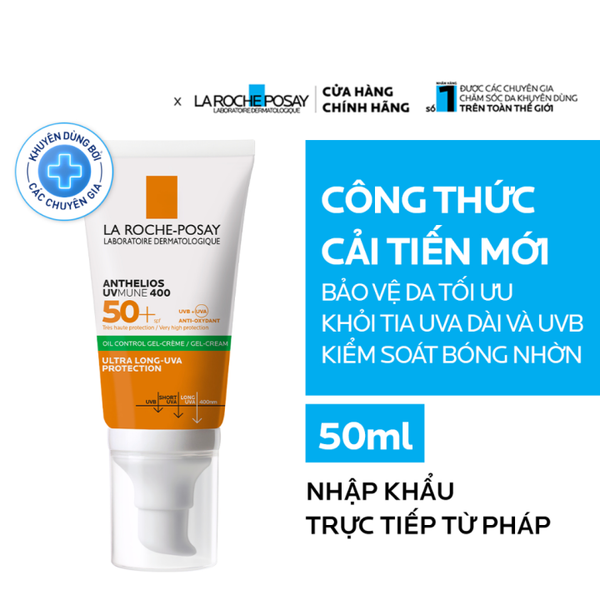 Kem Chống Nắng La Roche Posay Kiểm Soát Dầu Anthelios UV Mune 400 Oil Control Gel-Cream SPF50+ 50ml