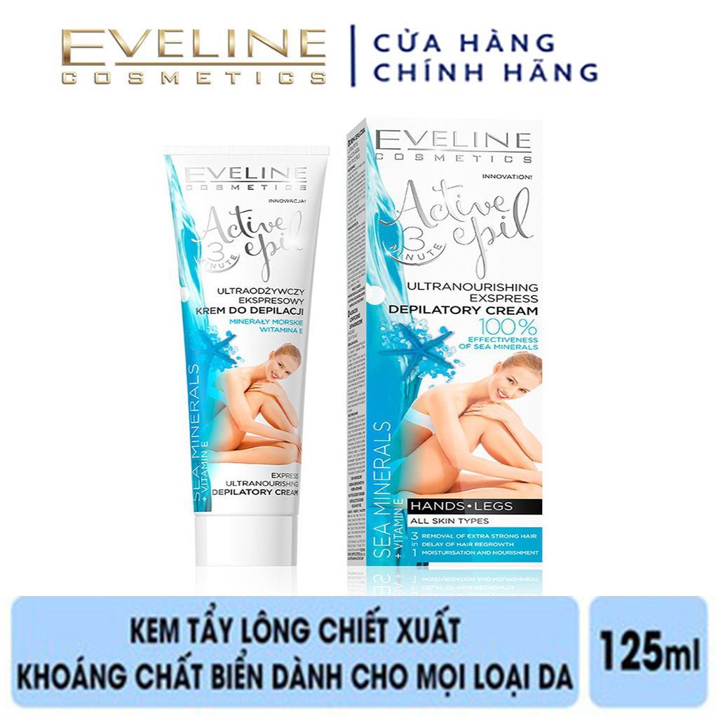  Kem tẩy lông Eveline chiết xuất khoáng chất biển dành cho mọi loại da Active Epil 125ml 