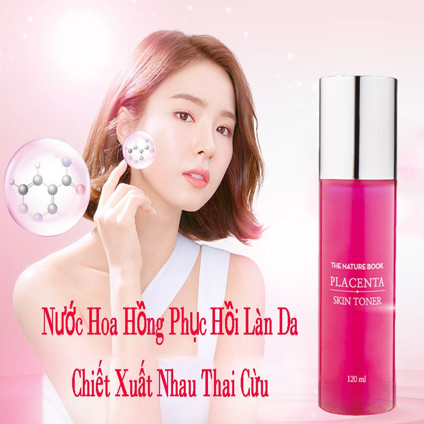  Nước hoa hồng The Nature Book chiết xuất nhau thai cừu Placenta Skin Toner 120ml 